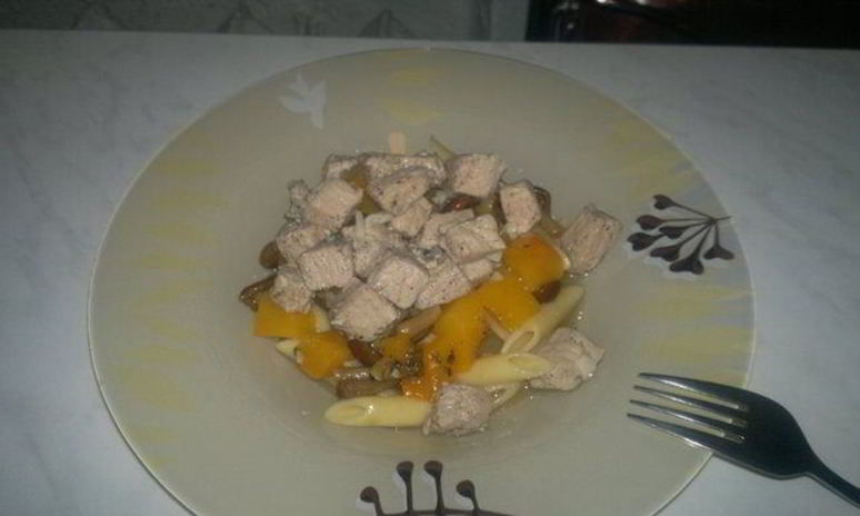 Рецепт пасты со свининой, тыквой и грибами