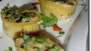 Ракушки фаршированные грибами