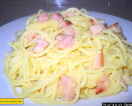 Спагетти карбонара с пармезаном и беконом