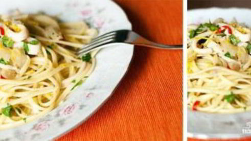 спагетти с кальмарами