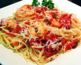 Спагетти с креветками и базиликом