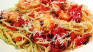 Спагетти с креветками и базиликом