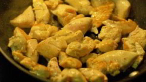 спагетти с курицей и помидорами