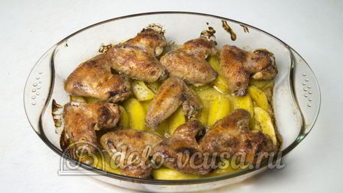 куриные крылышки с картошкой в духовке