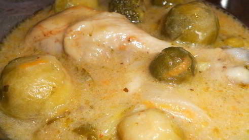 курица с брокколи и брюссельской капустой