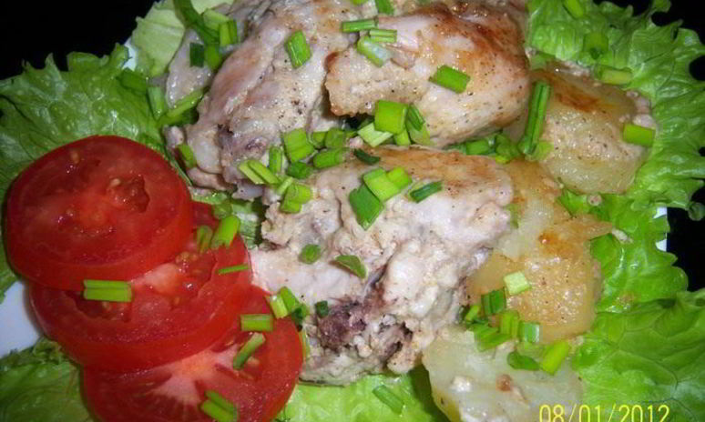 Рецепт курицы запеченной с картошкой