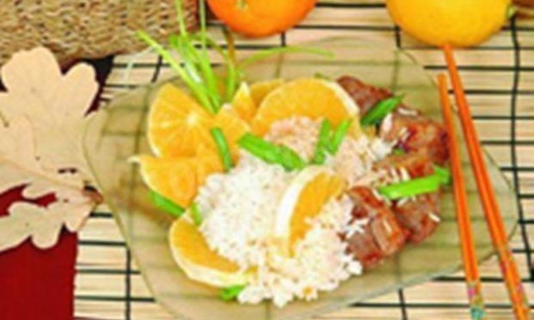 Рецепт свинины жареной с рисом и апельсинами