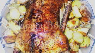 Утка фаршированная грибами и картофелем