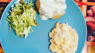 Фасоль в сливочно-сырном соусе