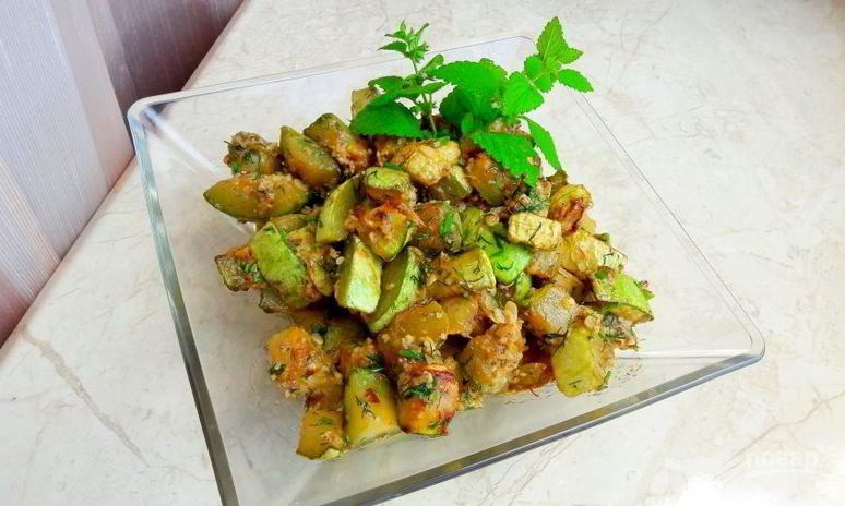 Рецепт кабачков с ореховым соусом
