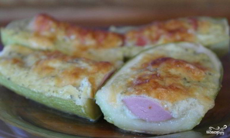 Рецепт кабачков с сосисками