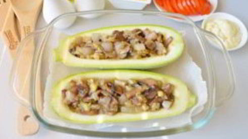 лодочки из кабачков с грибами в духовке