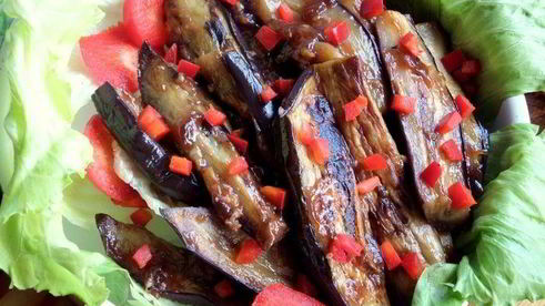 острые баклажаны с имбирем