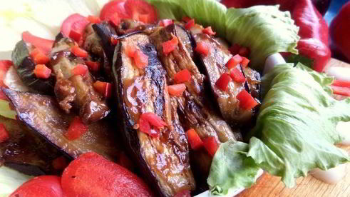 острые баклажаны с имбирем