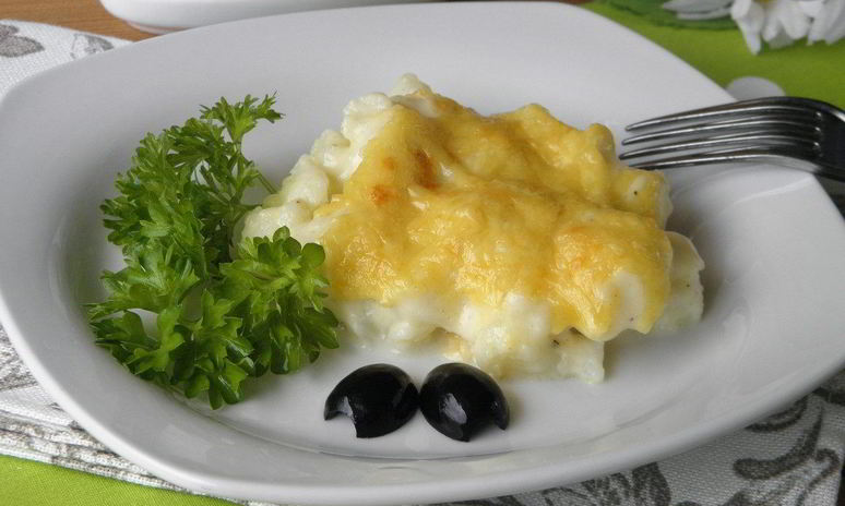 Рецепт цветной капусты под сырным соусом