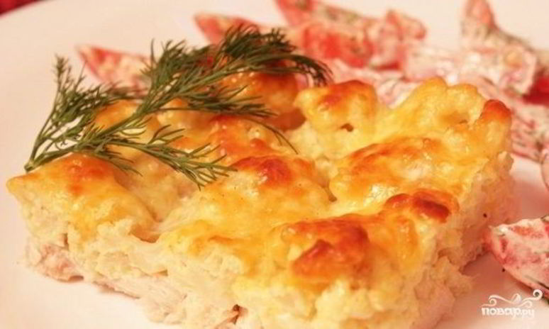Рецепт цветной капусты с куриным филе