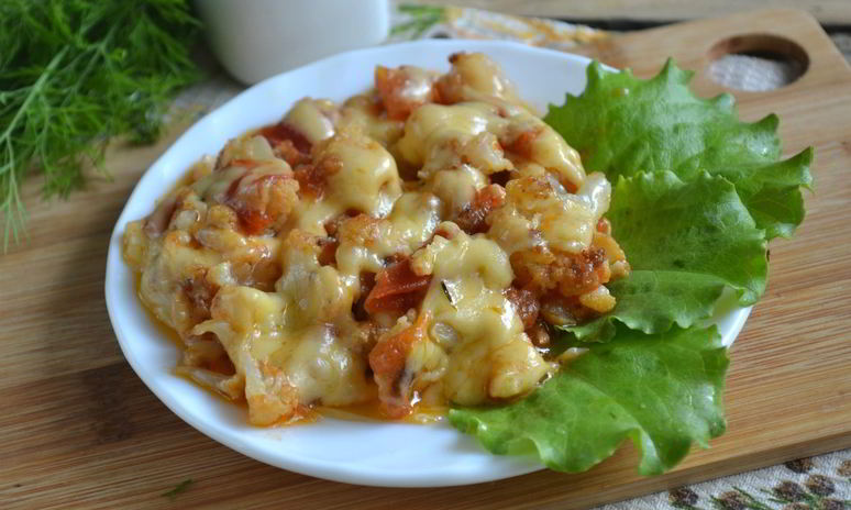 Рецепт цветной капусты с помидорами