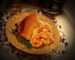 Тыква Рождественская, фаршированная креветками