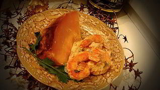 Тыква Рождественская, фаршированная креветками