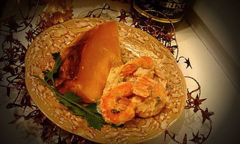 Рецепт тыквы рождественской, фаршированной креветками