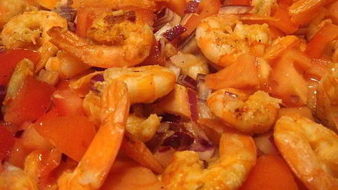 тыква рождественская, фаршированная креветками