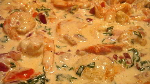 тыква рождественская, фаршированная креветками