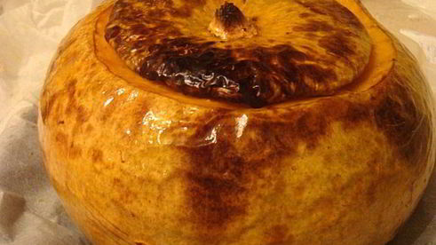 тыква рождественская, фаршированная креветками