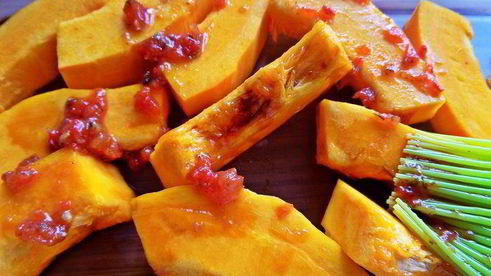 тыква, запеченная с беконом