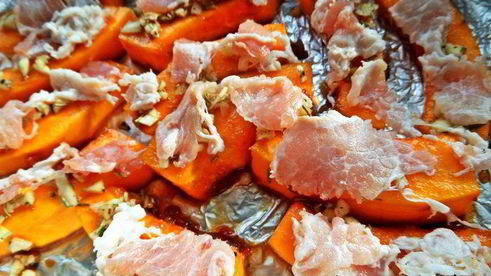 тыква, запеченная с беконом