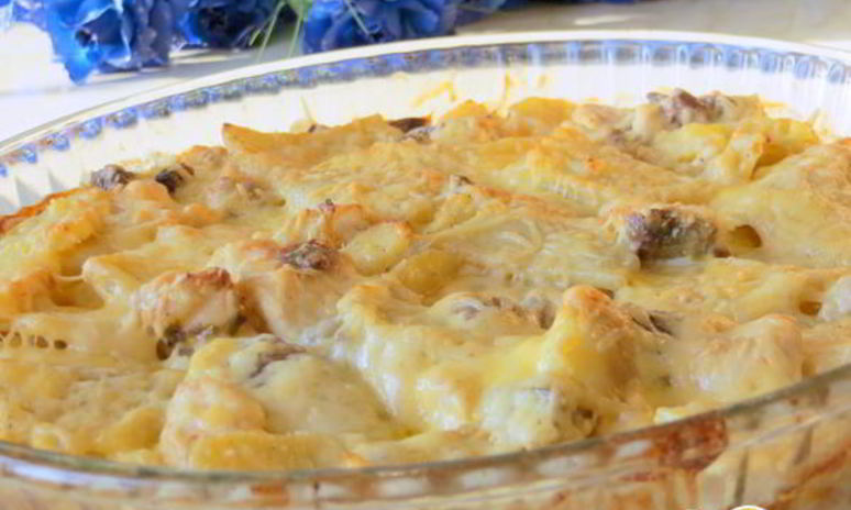 Рецепт запеченного картофеля с рыбой и грибами