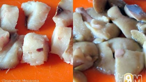 запеченный картофель с рыбой и грибами