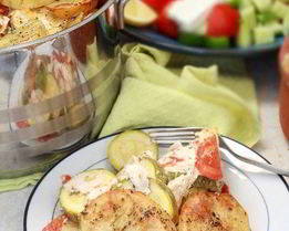 Запеченные кабачки с картофелем