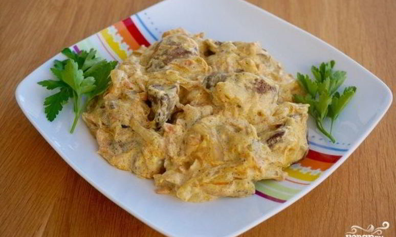 Рецепт куриной печени под соусом