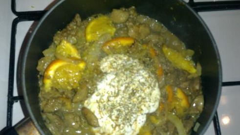 куриная печень с апельсинами