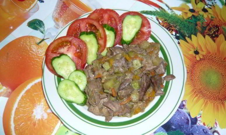 Рецепт куриной печени с баклажанами и морковкой