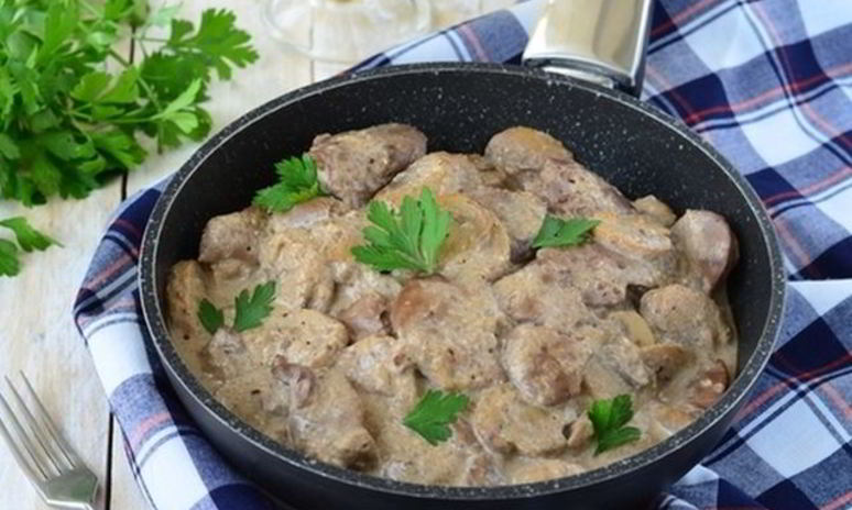 Рецепт куриной печени с грибами