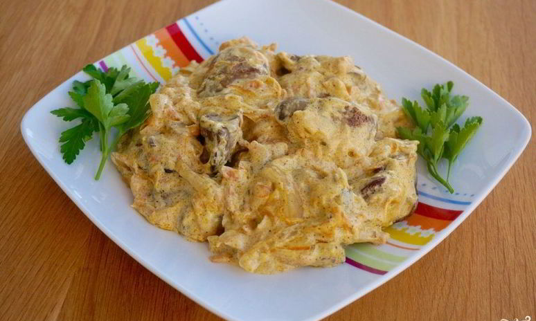 Рецепт куриной печени с морковью