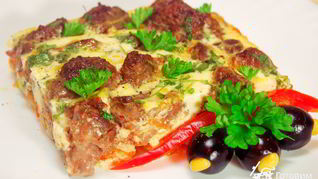 Куриная печенка в омлете