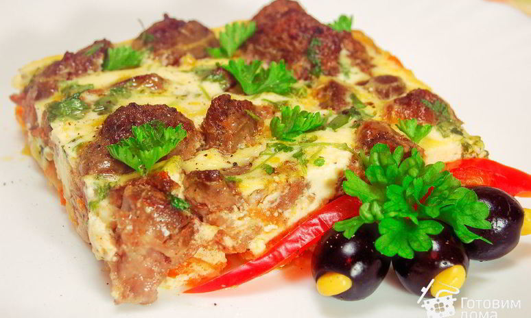 Рецепт куриной печенки в омлете