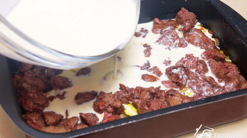 куриная печенка в омлете