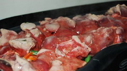 паровая печенка с пастой орзо