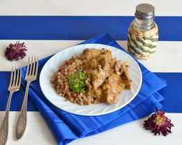 Печень куриная по строгановски