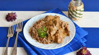 Печень куриная по строгановски