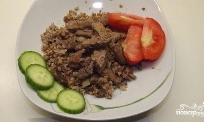 Рецепт печени с гречкой