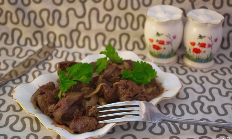 Рецепт печени с луком тушеная