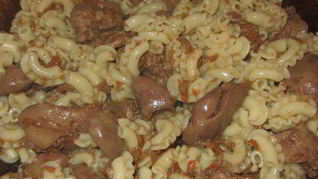 Печень с макаронами
