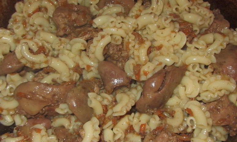 Рецепт печени с макаронами