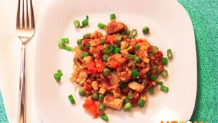 Овощная паэлья с грибами