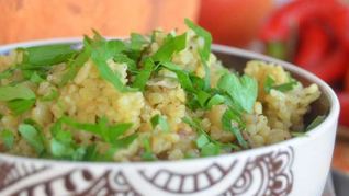 Пилав из булгура с баклажанами