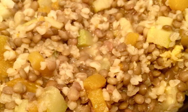 Рецепт плова из чечевицы и булгура с цукини и тыквой